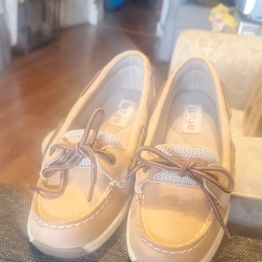 Eastland Women Beige Tan Lace-Up Boat Sneakers